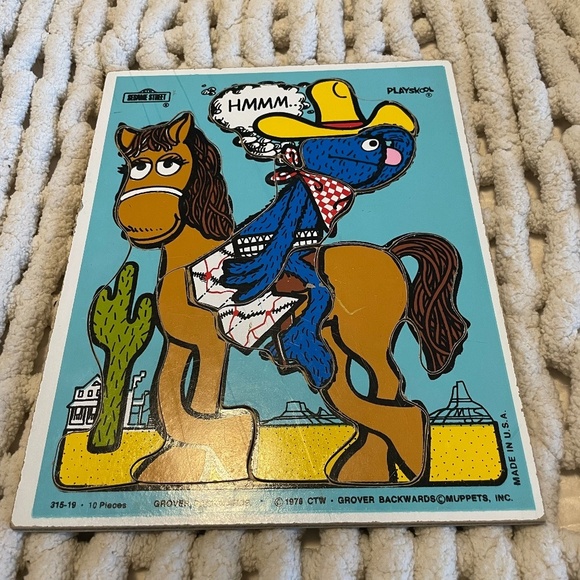 VINTAGE 1976 PLAYSKOOL GROVER BACKWARDS MUPPETS INC HARD PUZZLE MADE IN THE USA - Picture 2 of 5